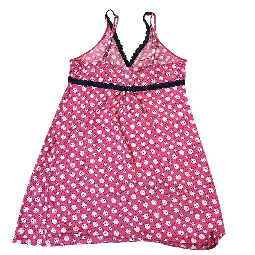Olsenboye Chemise Nightgown Women Large Pink Polka Dot Lace Trim Y2K Babydoll - Picture 5 of 7